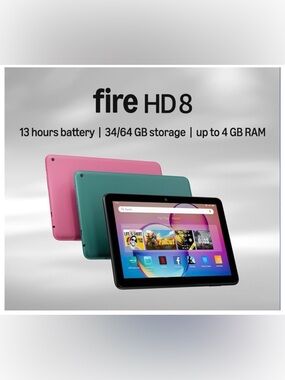 Amazon Fire HD 8 Tablet in Pink and Teal